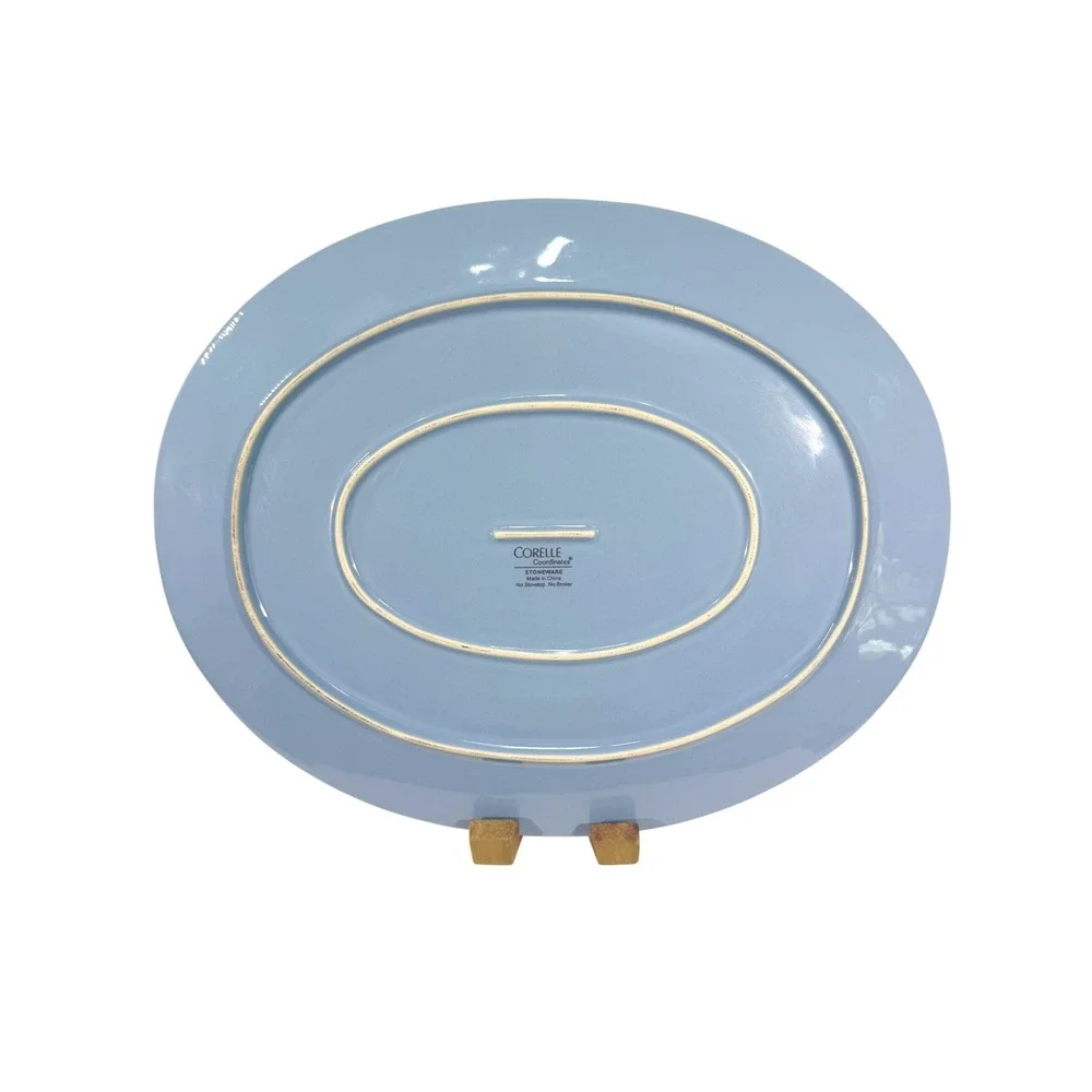 Corelle Coordinates Blue Oval Serving Platter‎ Stoneware 17.5